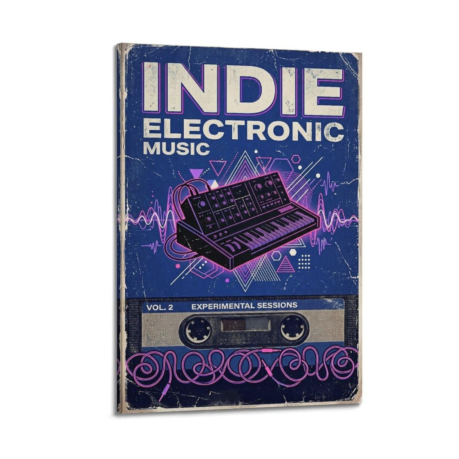 OKNGB Synthwave - Poster decorativo da parete con stampa artistica su tela, motivo: musica elettronica indie, decorazione moderna, per camera da letto, 40 x 60 cm