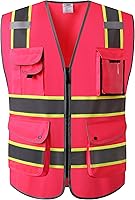 Vista 26 de JKSafety Chaleco de seguridad frontal con cremallera de 9 bolsillos multifuncionales con tiras reflectantes, cumple con las normas ANSI/ISEA negro