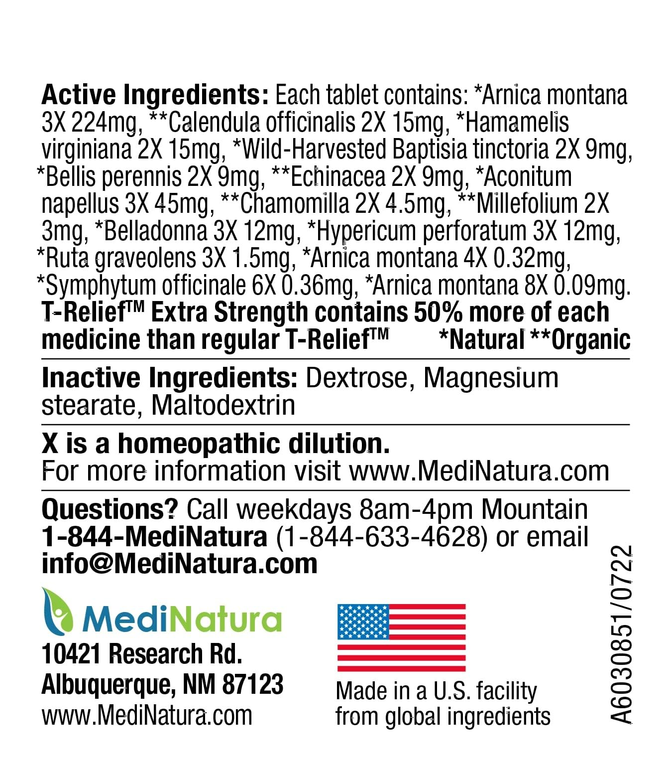 MediNatura T-Relief Arnica +12 Tablets, ES Discomfort Relief, 100 ct, 2 Pk — Amazon image 2