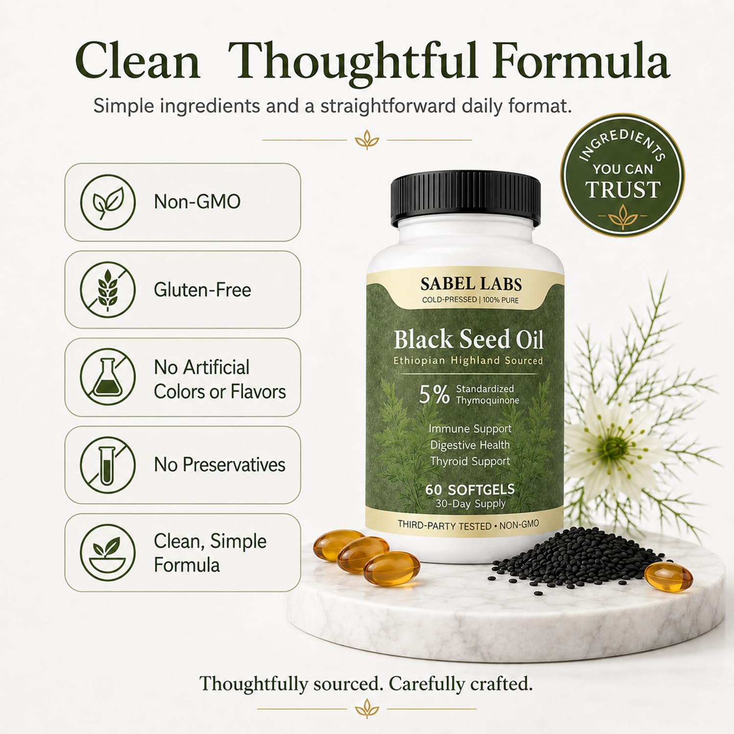 Ethiopian Black Seed Oil Capsules, Cold Pressed, 60 Count — Amazon image 7