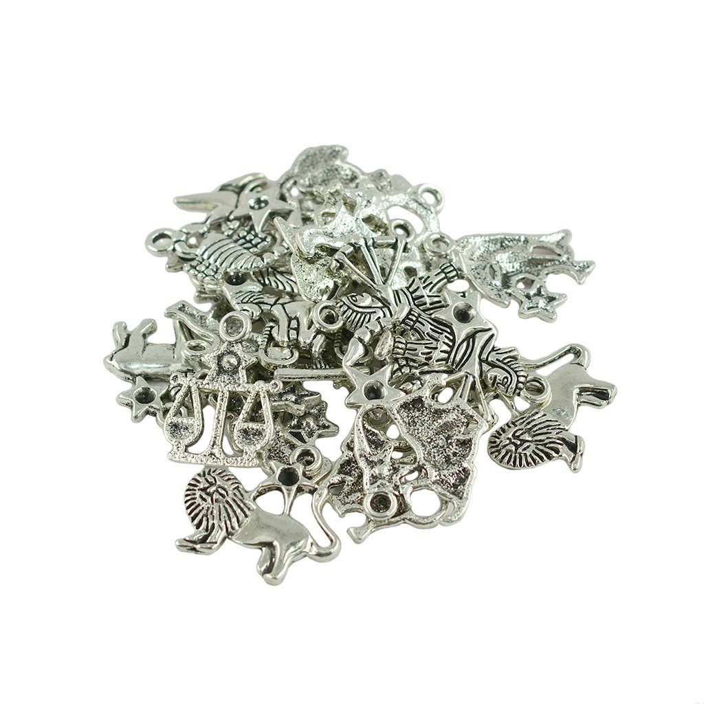Lot De 84 Pendentifs Astrologiques En Alliage Doré - 12 Signes Du Zodiaque - Diamètre 0,54" - Pour Bijoux DIY (Colliers, Bracelets, Boucles D'Oreilles)
