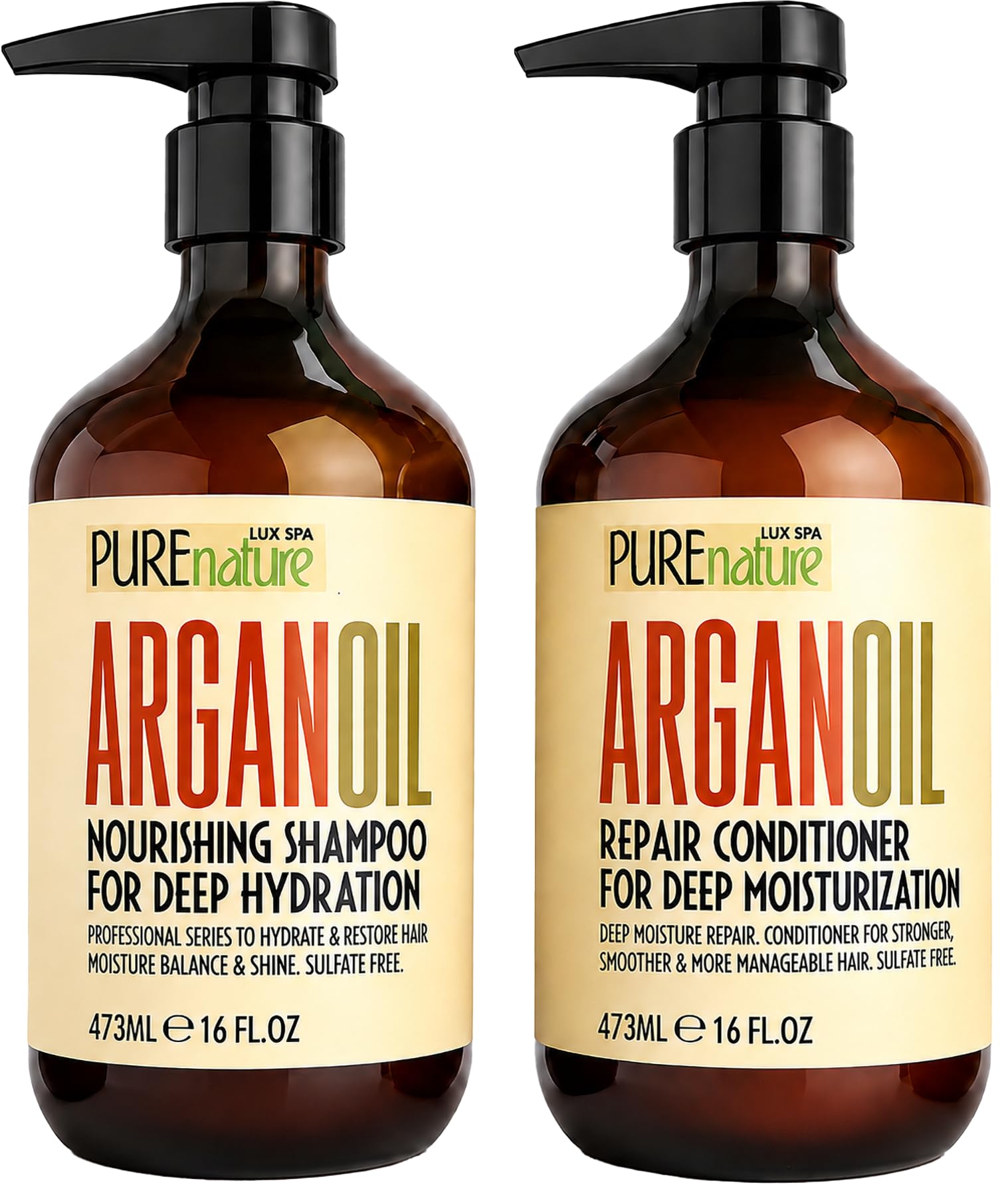 Moroccan Argan Oil Shampoo and Conditioner SLS Sulfate Free Organic Gift Set - Best for Damaged, Dry, Curly or Frizzy Hair - Thickening for Fine / Thin Hair, Safe for Color and Keratin Treated Hair-image-44