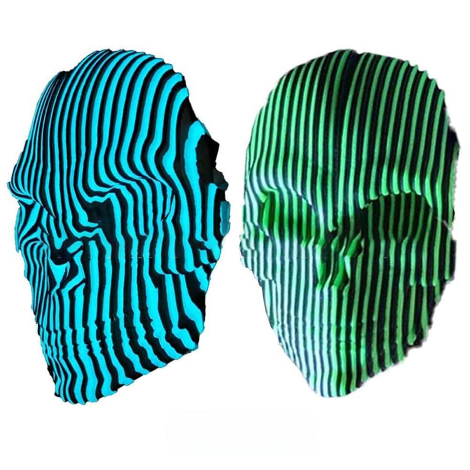 3D Printed Luminous Quantum Skull Skull Masks Glow In The Dark Cool Cyberpunk Gothic Decor Fidget Toys Relieve Stress Home Desktop Ornaments 1/2pcs