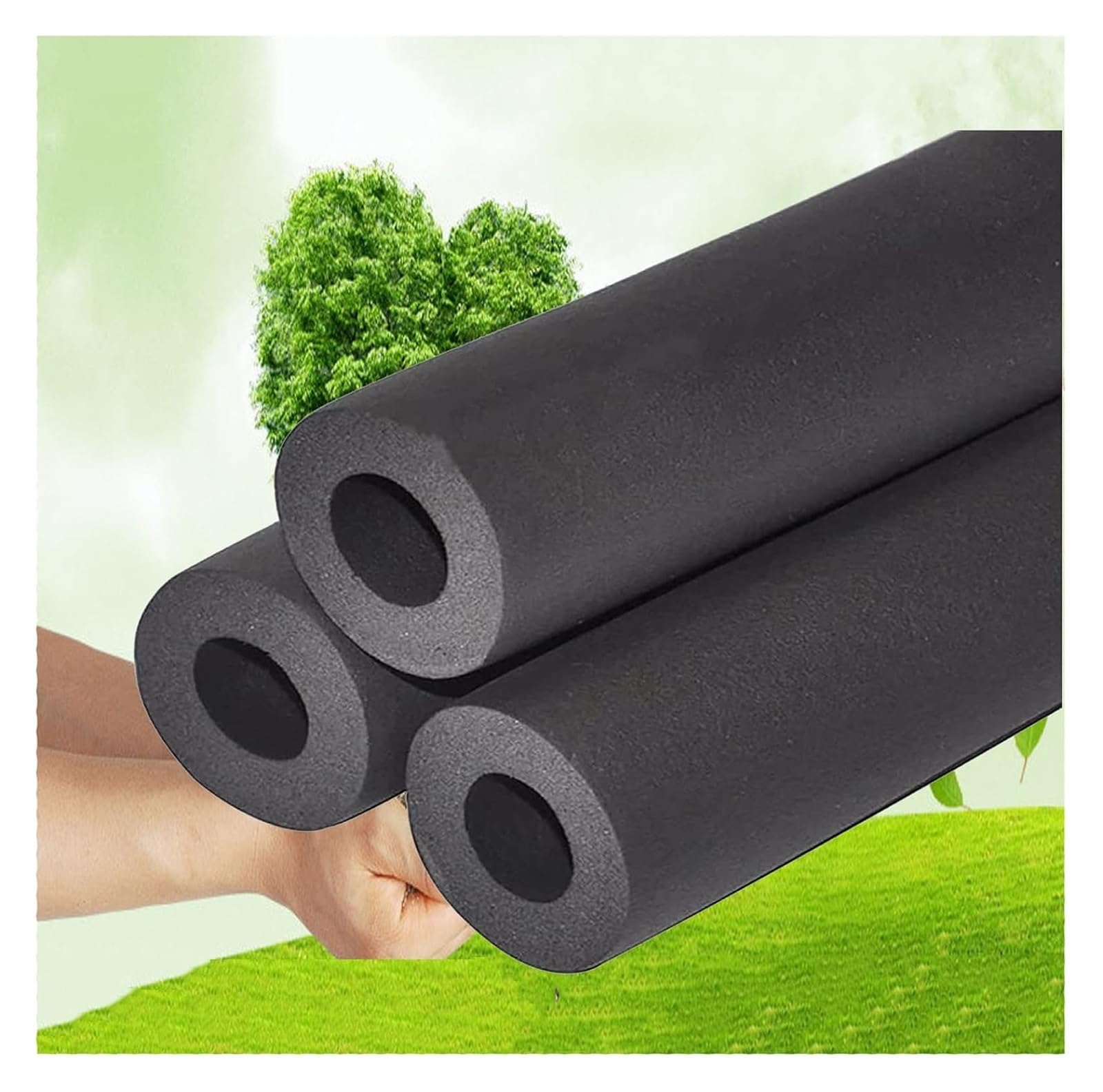 Manguito de tubería agua anticongelante for exteriores caucho alta densidad, for aire acondicionado, color negro(48MMx30MMx1.9M)