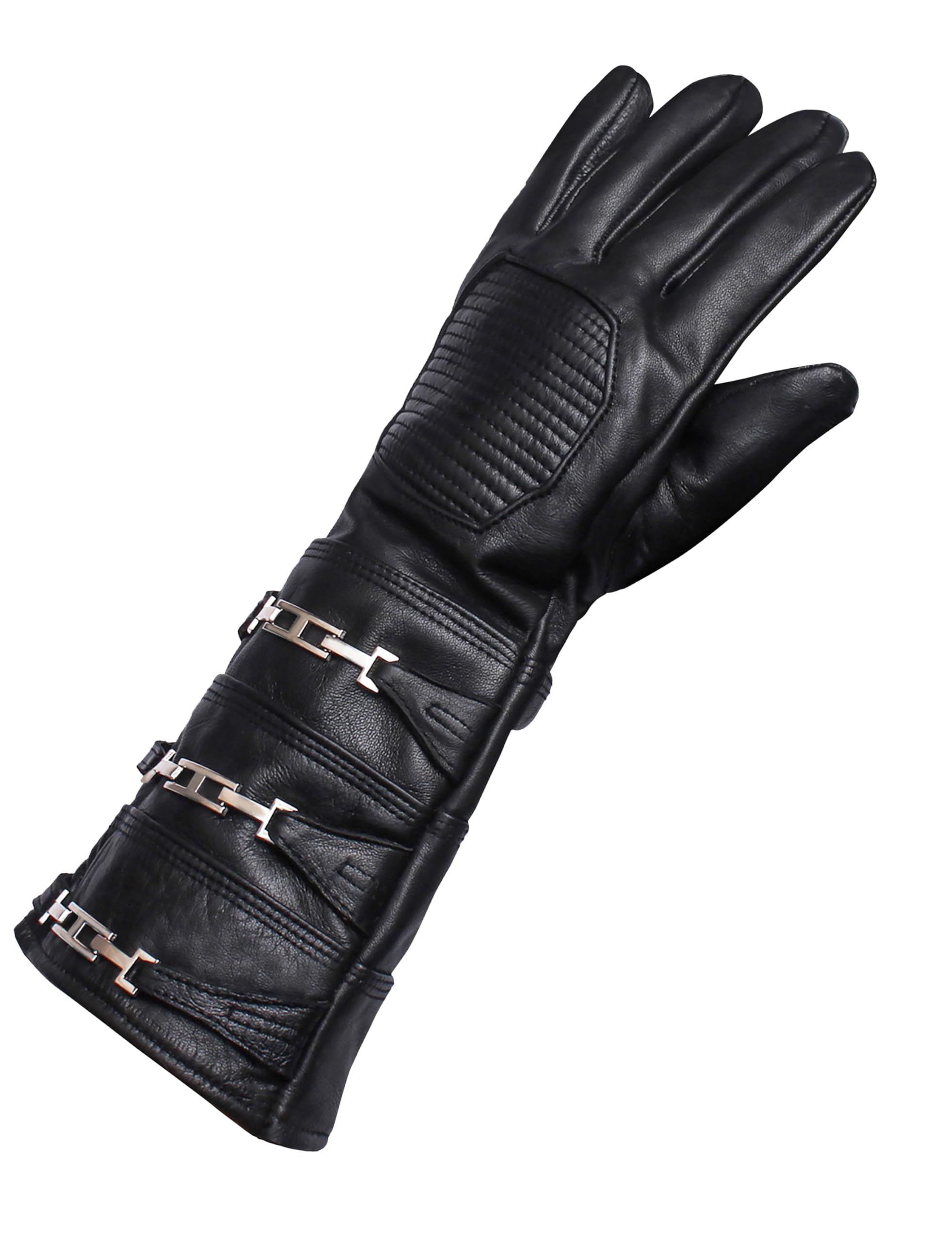 URBAN BUCK Sky Real Sheepskin Leather Costume Gauntlet Glove - Regular Fit Long Arm Cuff Mens Unlined Cosplay Gloves