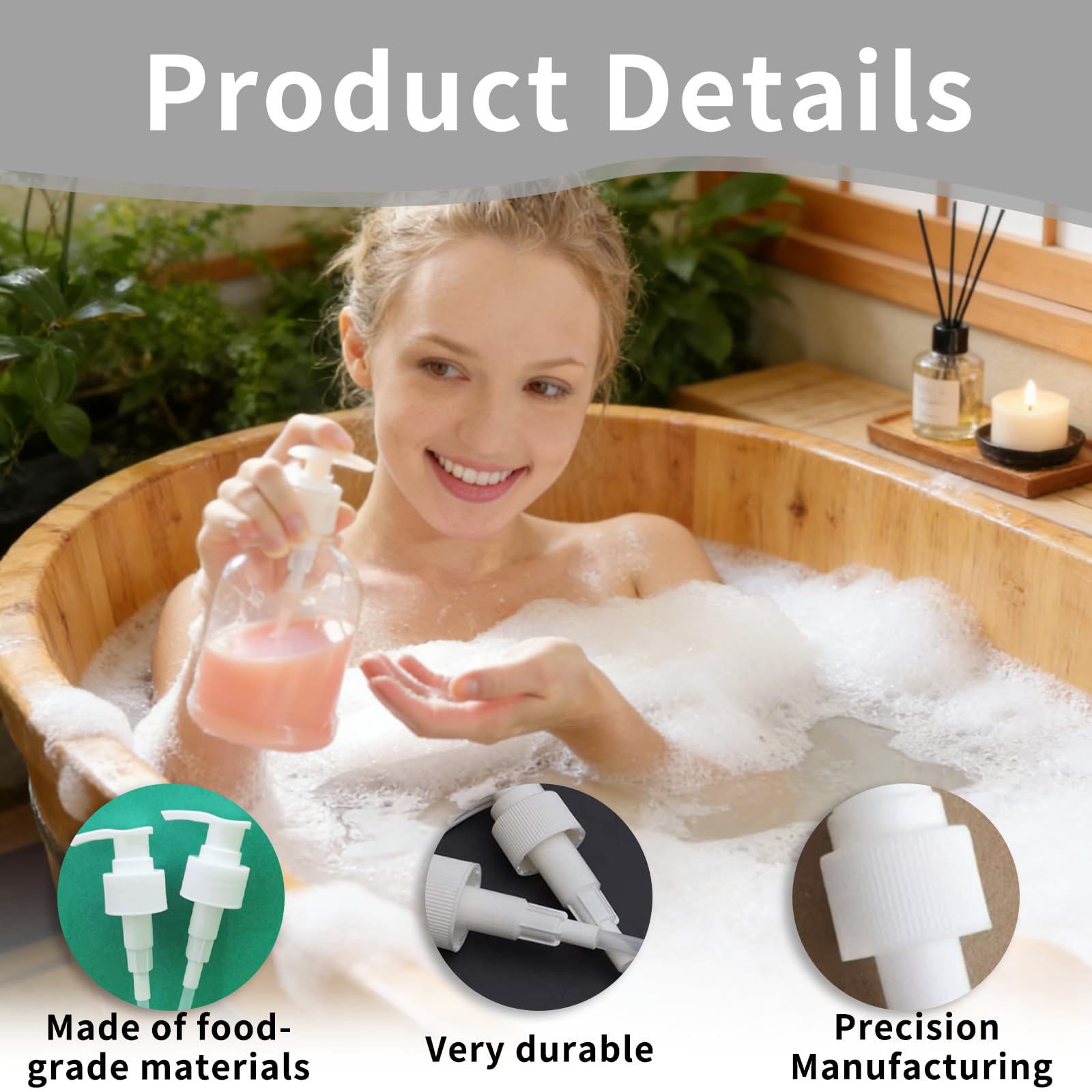 8 Dosatori per Dosaggio - Pompa per Sciroppo per Bottiglie da 500ml/1000ml, Compatibile con Tappi 28/410 e 24/410, Perfetta per Sciroppi, Shampoo e Balsami (Bianco, 0.5/1L)