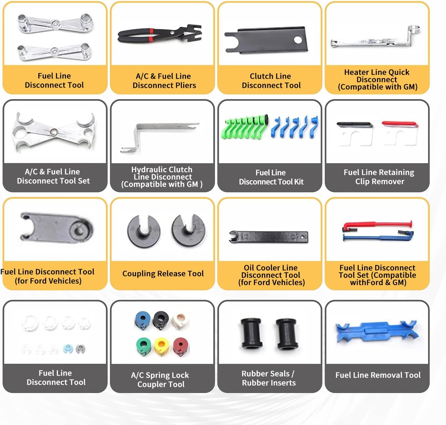 45pcs Master Quick Disconnect Tool Kit for Automotive Fuel Line, A/C, Transmission & Hydraulic Systems, Fuel Line Removal and Separator Tools Suitable for GM, Ford, Chrysler, Dodge, Mazda & More