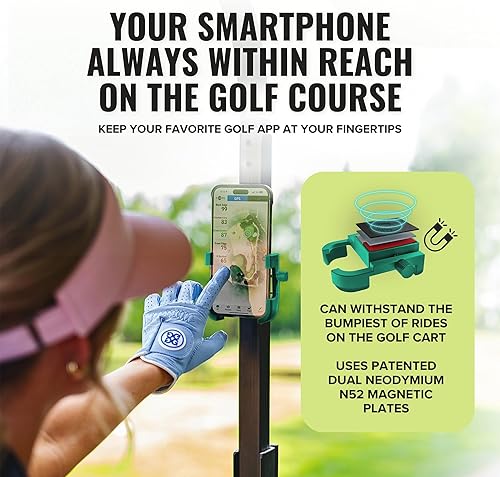 Miniatura 50 de Stripebird - Soporte magnético para teléfono original de golf - Accesorio para carrito de golf - Soporte delgado para teléfono inteligente - Celda
