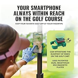 Stripebird Original Magnetic Golf Cart Phone Holder (Green), Golf Caddy, Coolest Golf Cart Accessories, Cool Golf Gadgets, Slim Smartphone Mount