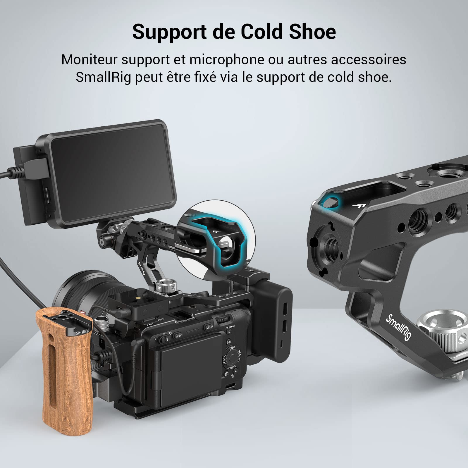 SMALLRIG Poignée avec Une Vis 3/8" et Deux Goupilles de Positionnement pour Arri Standard - 2165C