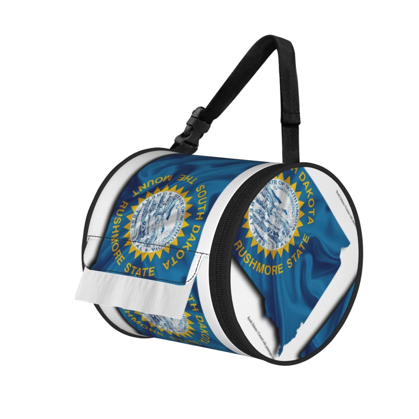 South Dakota Flag Map Print Fashion Tissues Organizer Box, Hanging Tissue Holder For Purse Coins For Car Office Daily Outing