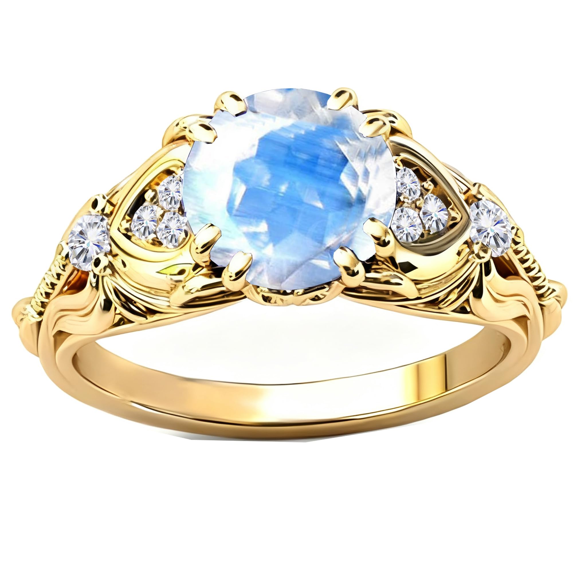 Gemstone Vintage Rings for Women s925 Sterling Silver Round Cut 1.0 Carat Gemstone with Moissanite Promise Engagement Anniversary Ring for Her