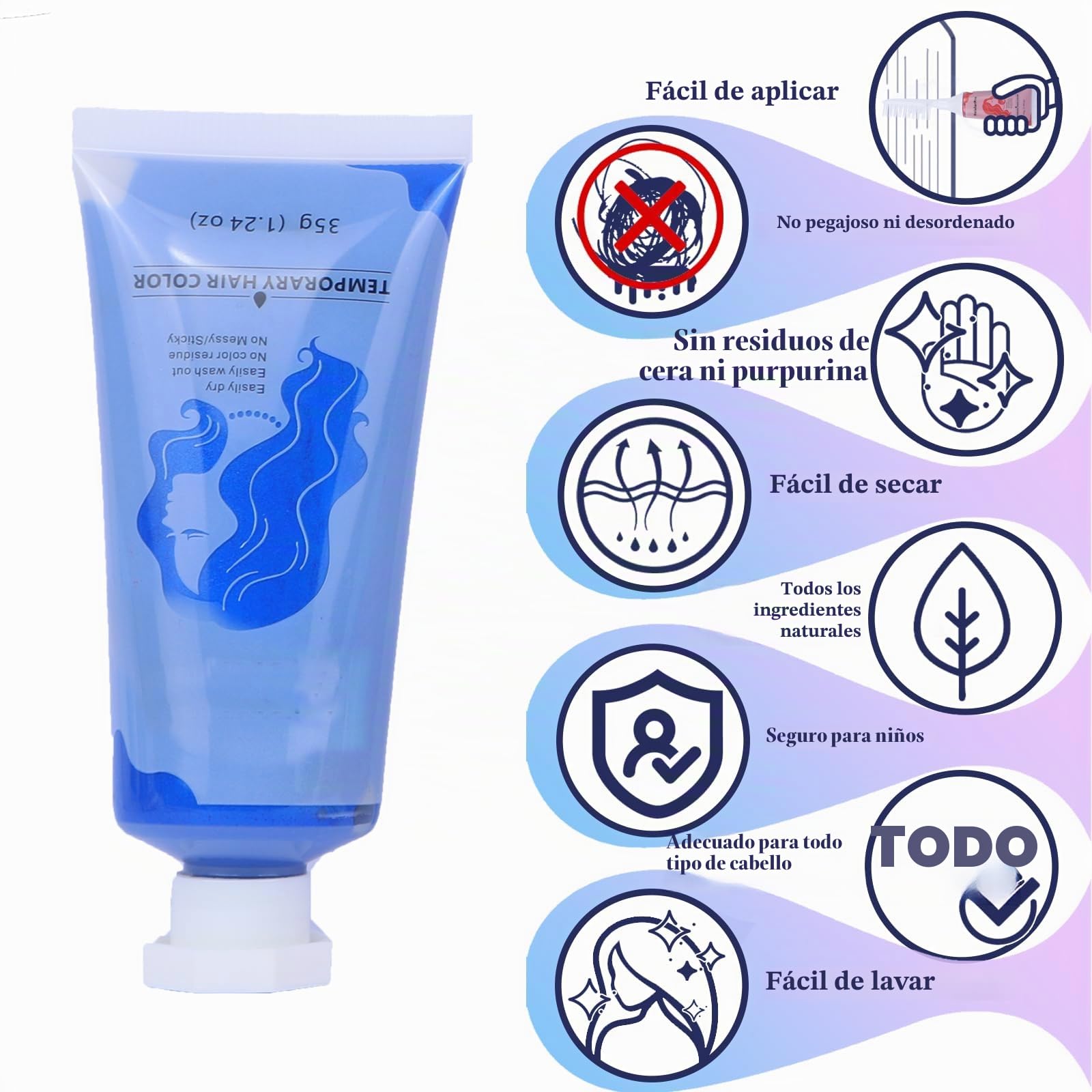 Cera de color para el cabello para niñas, 4 piezas de tinte temporal para el cabello en verde, azul, rosa, morado, kit de tiza lavable para niños y adultos, gran regalo para cumpleaños de