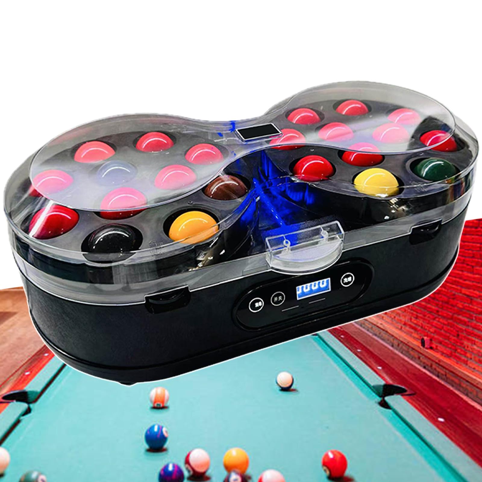Billardkugelreiniger, verbesserte Poolball-Poliermaschine, Wollfilzfutter, 2 Minuten schnelle Reinigung für 16 amerikanische oder 22 Snookerbälle, für Heimspielzimmer & Club