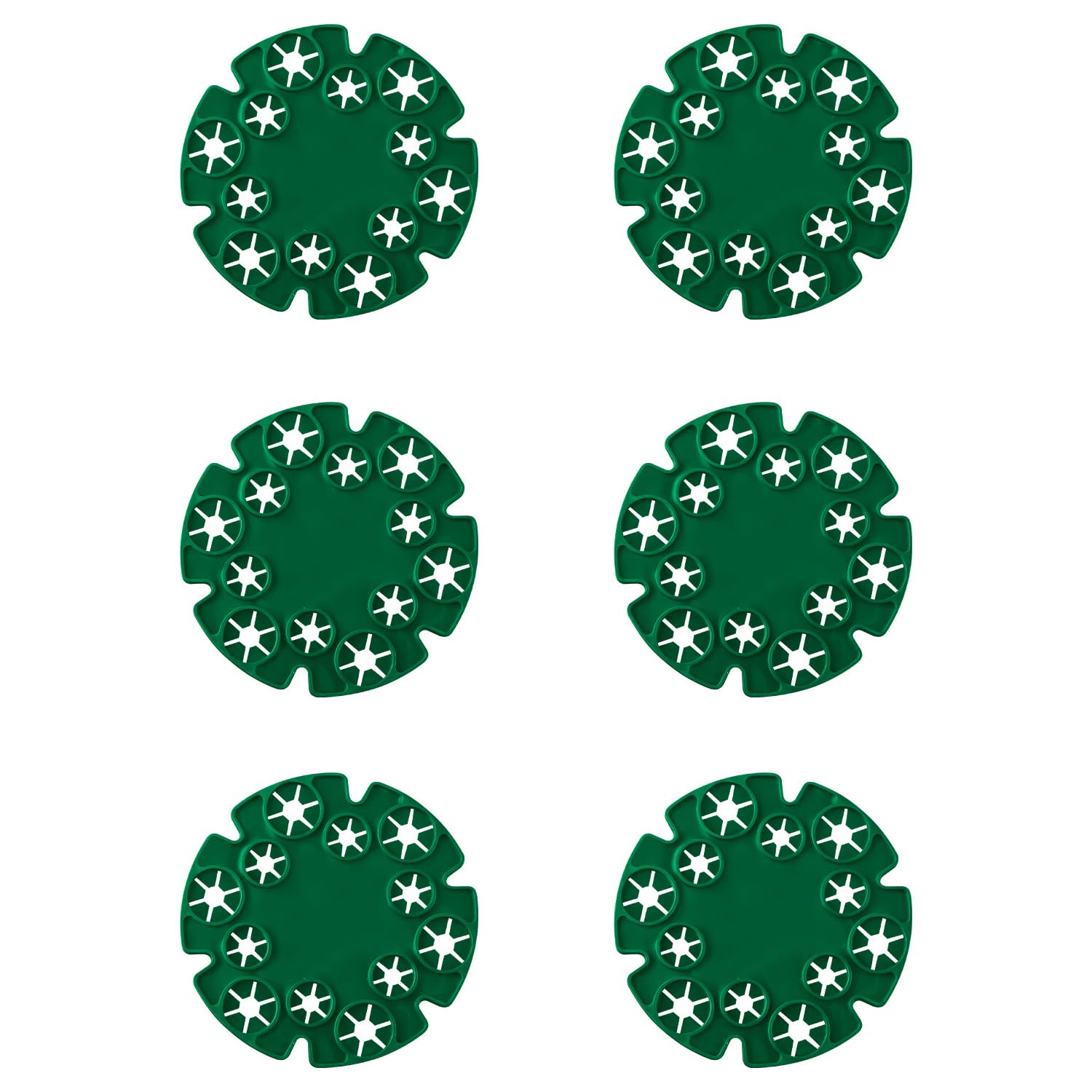 wellrun 6 Pcs Wigwam Cane Grips,12 Holes Plant Support Connector Rings for Climbing Plants,Garden Stake Holder,Plant Clip for Beans,Sweet Peas,Tomatoes,Cucumbers,Green(Bamboo Poles Not Included)