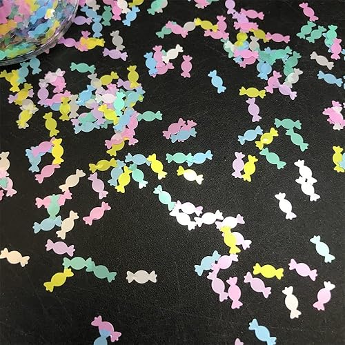 Miniatura 4 de PrettyG Paquete de 0.35 ozpaquete  Mezclas coloridas de lentejuelas con purpurina en forma de caramelo  Festival Rave Beauty Maquillaje rostro