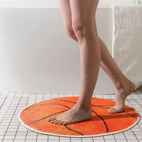 Miniatura 7 de Woanger 2 tapetes de fútbol y baloncesto para fútbol, deportes, baño, área redonda, alfombra de fútbol para suelo, decoración para dormitorio, sala