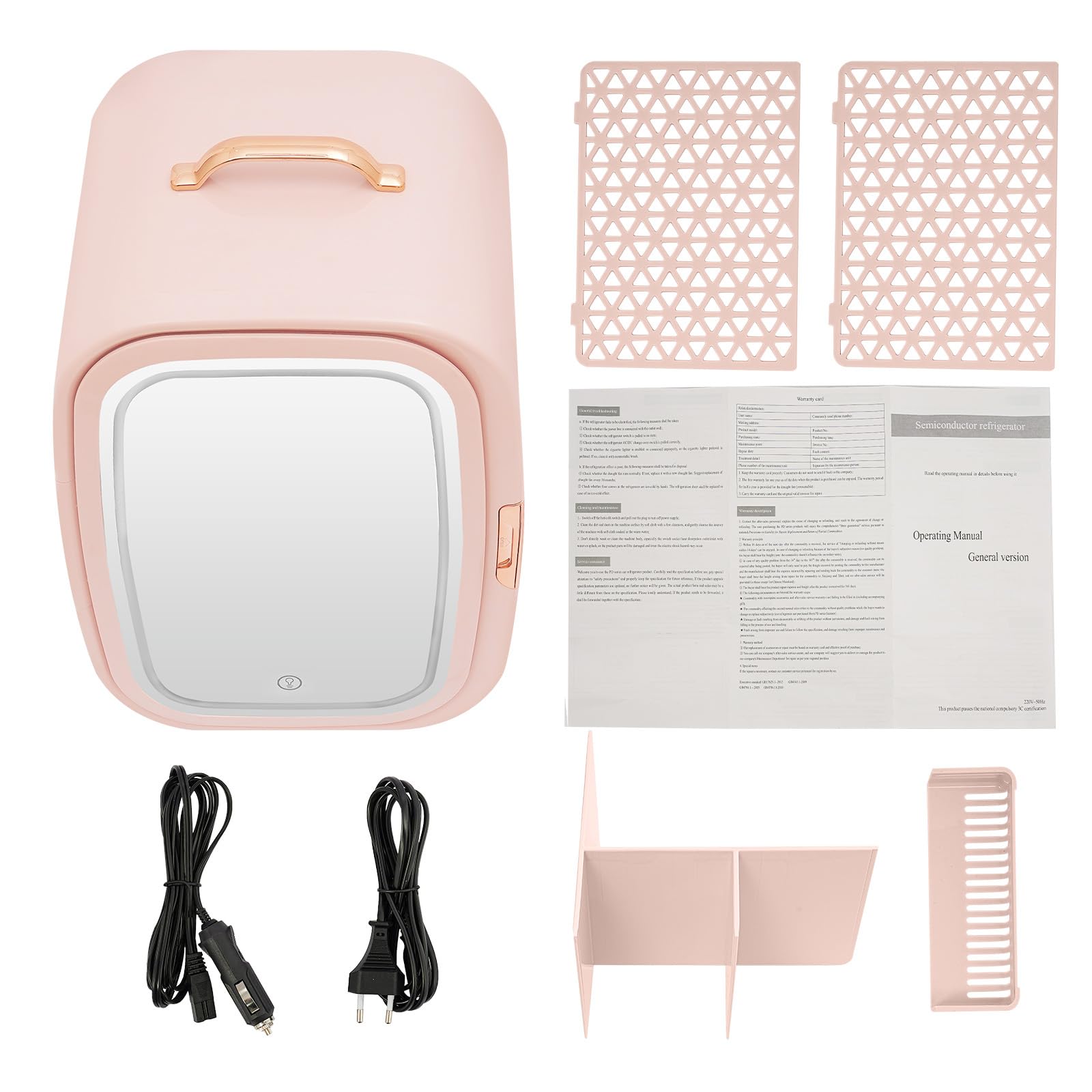 Mini Kosmetik Kühlschrank Auto Kühlschrank Mini Kühlbox, Ultra-Leise (20 dB) mit LED-Spiegel für Skincare & Make-up, klein Kühlschrank für Hautpflege Schlafzimmer und Badezimmer,29 x 25 x 44 CM (Rosa)