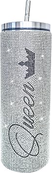 INSTOME 20oz Queen Bling Tumbler,Sparkling Rhinestone Queen Cup, Diamond-Studded Thermal Water Bottle for Women