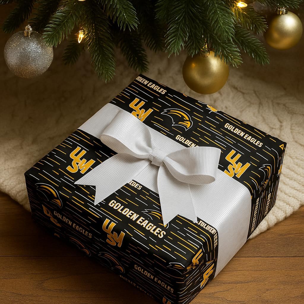 ONDEMAND FAN NCAA Wrapping Paper with Stripes of Spirit design (Southern Miss Golden Eagles,Wrapping Paper 30" x6')