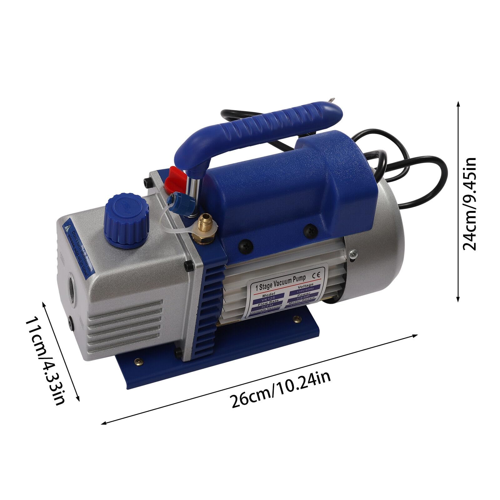 Bomba de vacío 180 W 3CFM bomba de vacío bomba compresor aire acondicionado bomba de vacío para adaptarse a R134a R410a y adaptarse a manguera de 1/4"