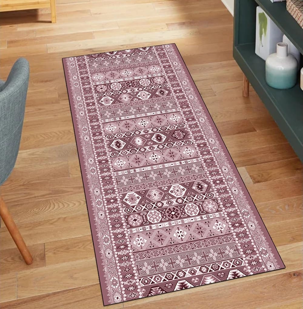 Alfombra de pasillo para pasillo o dormitorio rosa de 60 x 150 cm lavable