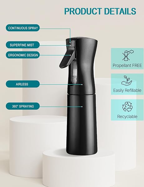 SIVLKI 2 Pack Water Spray Bottle,200ml Atomizer Pressure Ultra Fine Continuous Spray, Plants, Hair Salon, Skin Care, Cleaning - 3