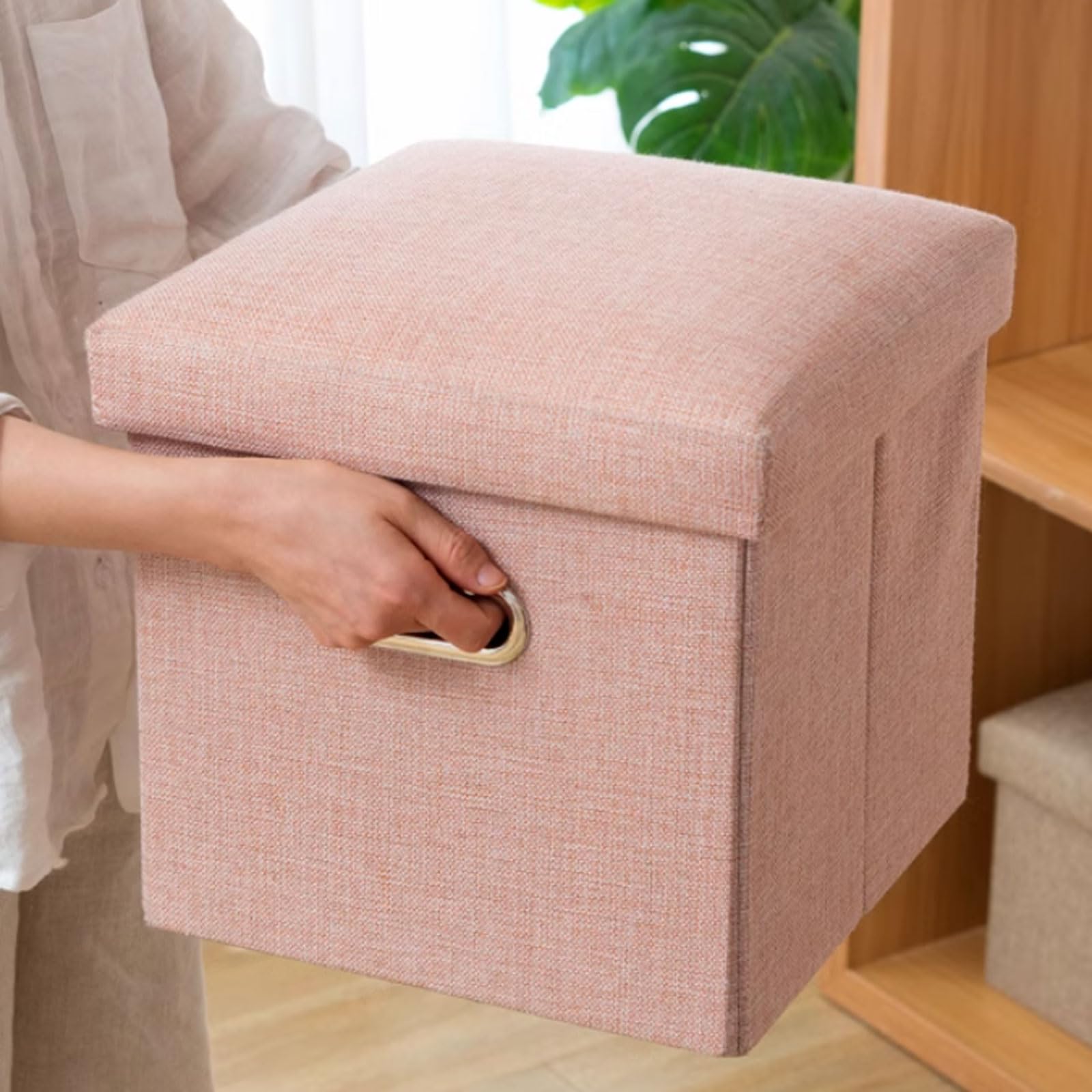 Robusto Miscela in Fibra ottomani Pieghevoli Pieghe di Riposo Pouf con Sgabello a Colori Solidi Eleganti sgabelli risparmia Spazio