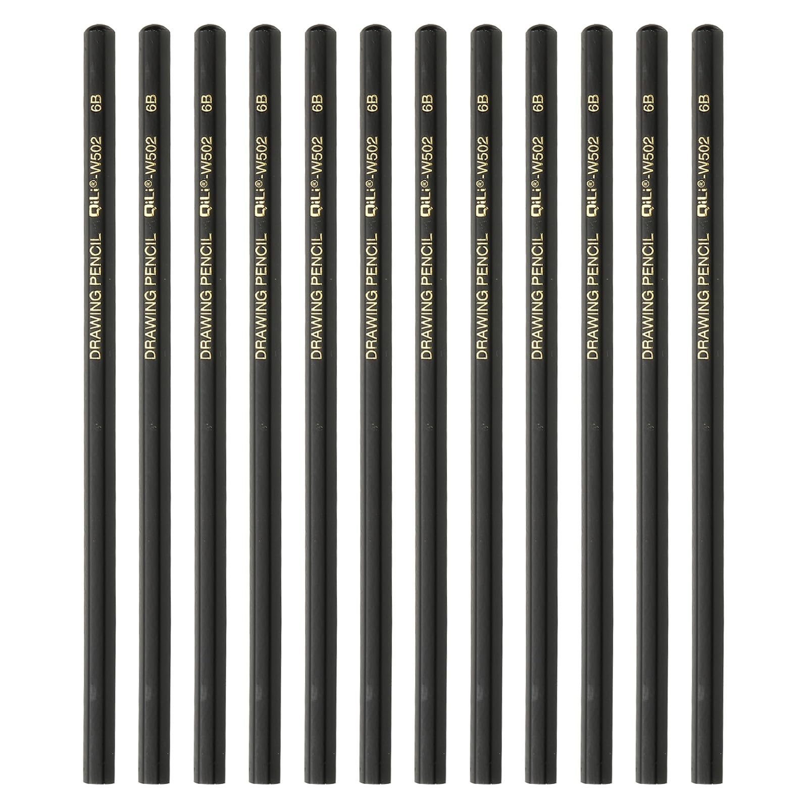 PATIKIL 12Pcs 6B Drawing Pencils for Sketching, Hexagonal Sketch Pencils for Drawing Writing Art Sketching Artists Beginners, Black