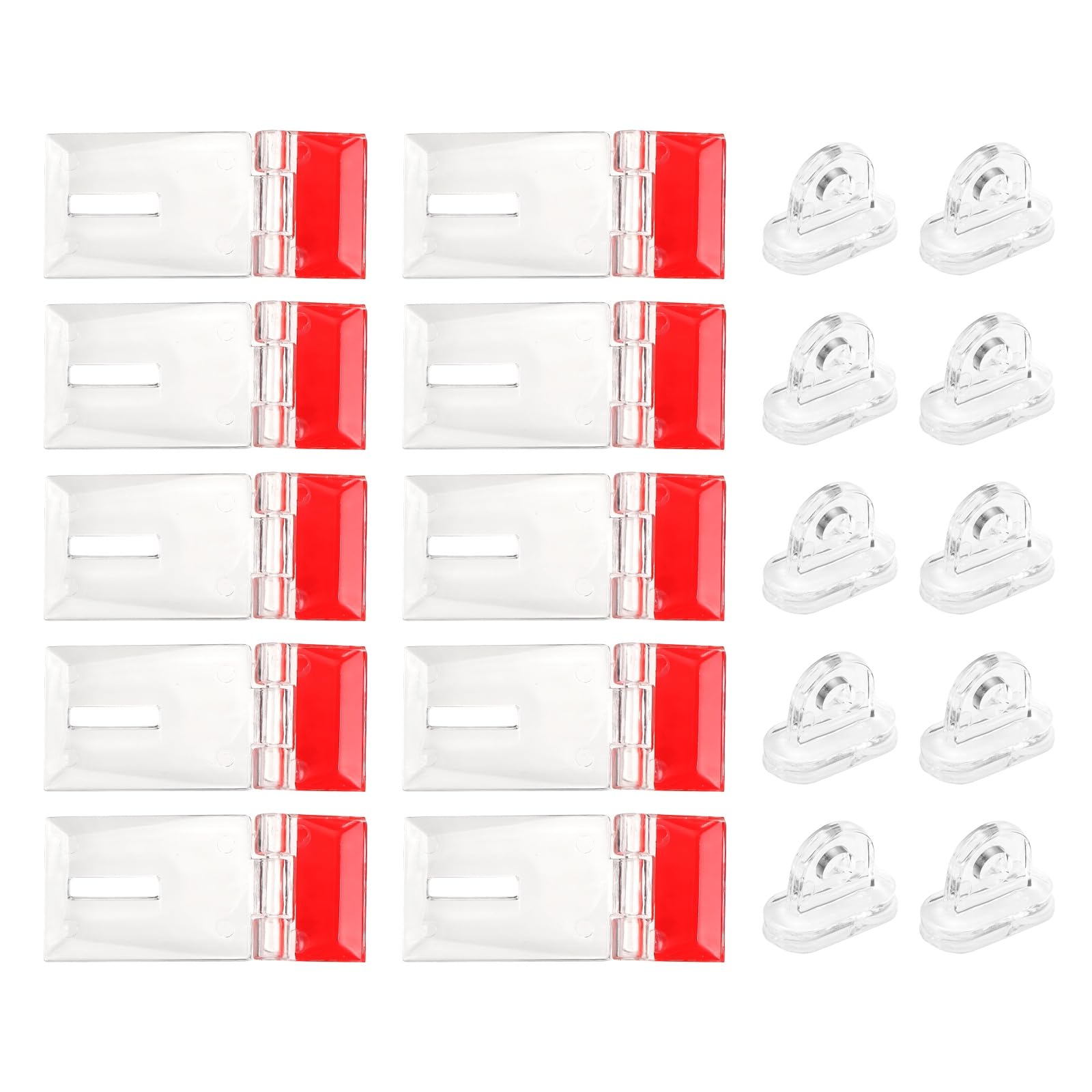 sourcing map 8Set Self-Adhesive Latch Buckles Kit, 55x25mm Clear Acrylic Lock Hasp Buckles, Mini Acrylic Clasp Hasp for Cabinet Drawers, Aquarium, DIY Clear Containers, Jewellery Box