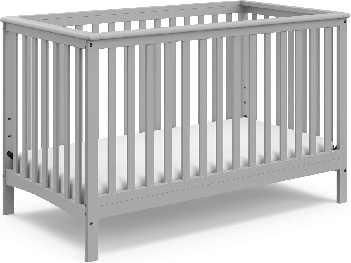 Storkcraft Hillcrest 4-in-1 Convertible Crib (Pebble Gray) - Converts to Daybed, Toddler Bed, and Full-Size Bed, Fits Standard Full-Size Crib Mattress, Adjustable Mattress Support Base