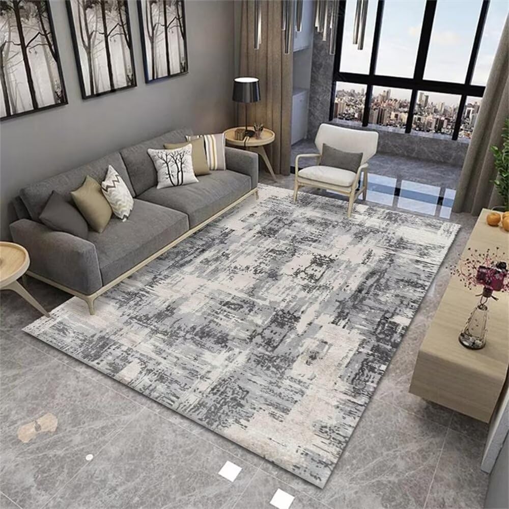 Tapis gris minimaliste 120X170CM lavable pour chambre et salon