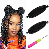 Vista 17 de 2 paquetes de cabello afro rizado castaño oscuro de 12 pulgadas, 30# Afro Spring Twist, cabello rizado Marley Twist trenzado, cabello envolvente