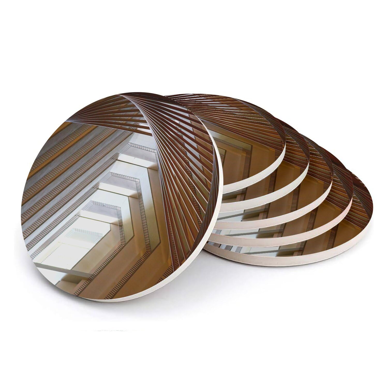 Sous verre ronds en céramique architecture moderne lot de 6 dessous de table design de 10cm