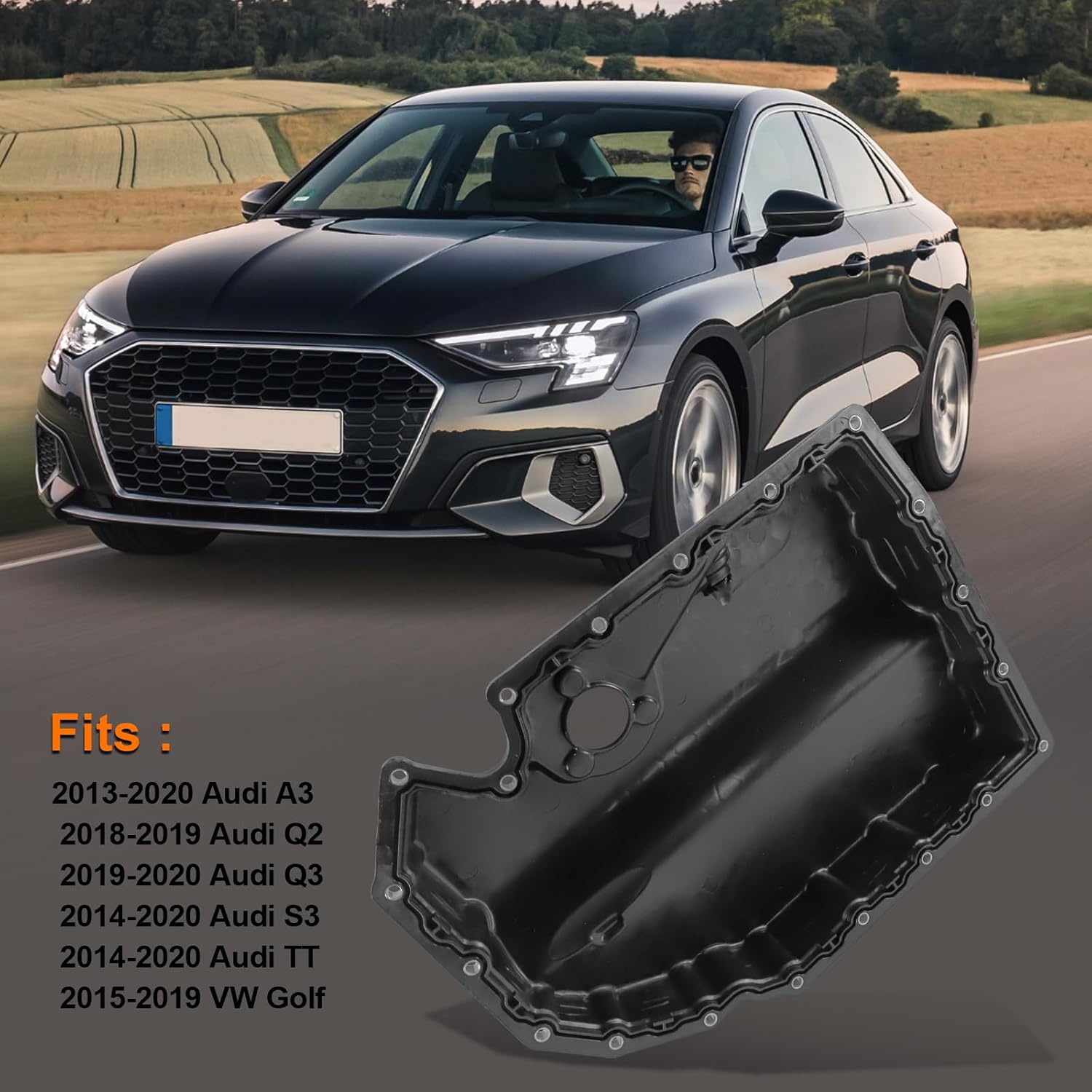 Oil Pan Sump Assembly with Gasket Fits for 2013-2020 Audi A3 Q2 Q3 S3 TT for 2015-2019 VW Golf GTI 1.8L 2.0L Turbo Replace 06K103600AE