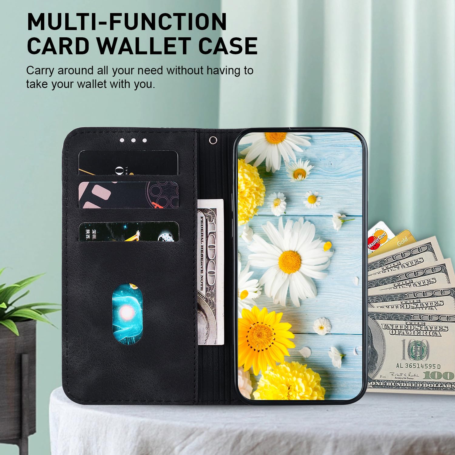 FJLBDE Wallet Case for iPhone 11 Pro, Lily Flower Pattern PU