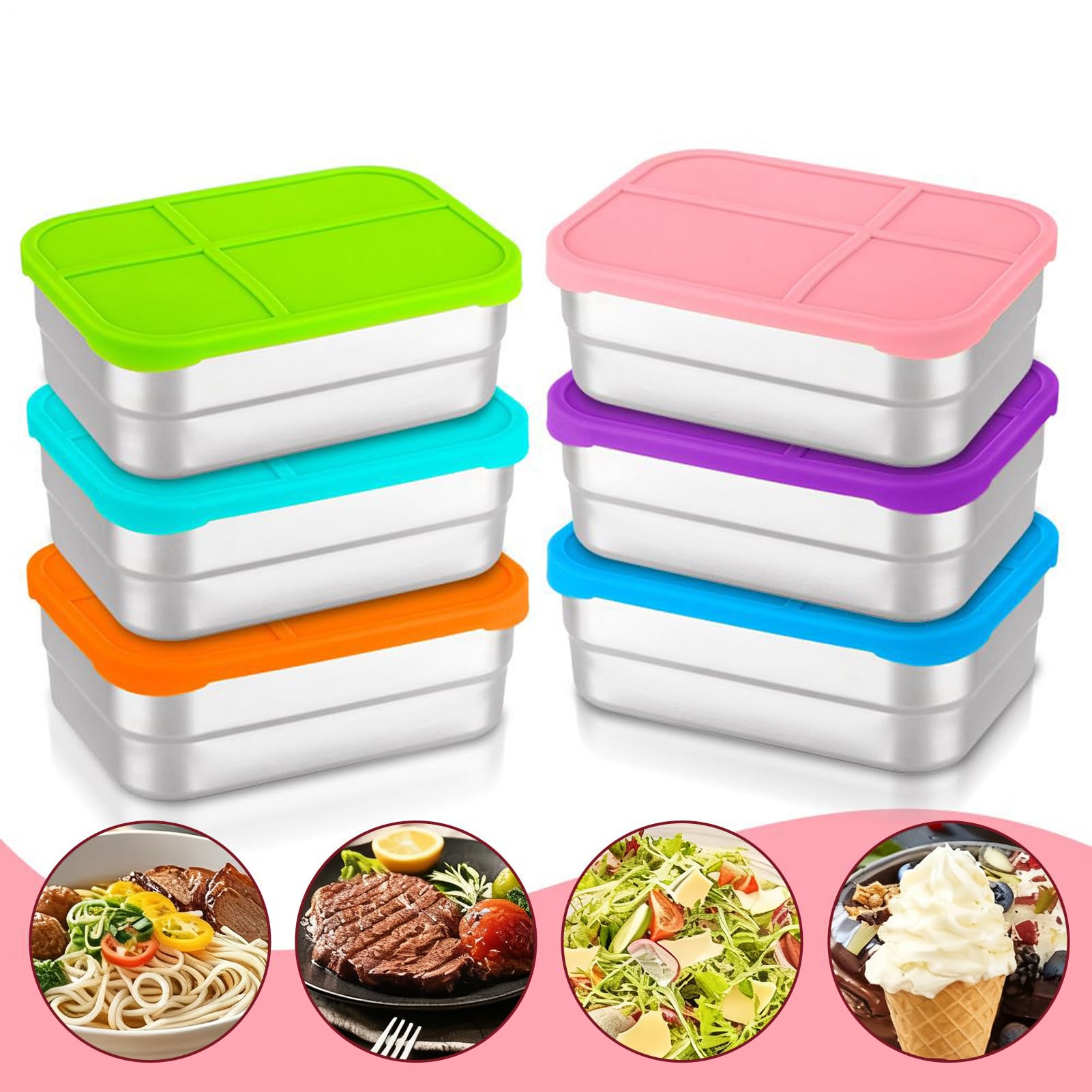 Envases de Acero Inoxidable para Snacks Recipiente Para Almacenar Comidas Y | Portátil De Alimentos Para Almuerzo Escuela Viajes Picnic Guardería Deportes Oficina Hogar Camping Senderismo