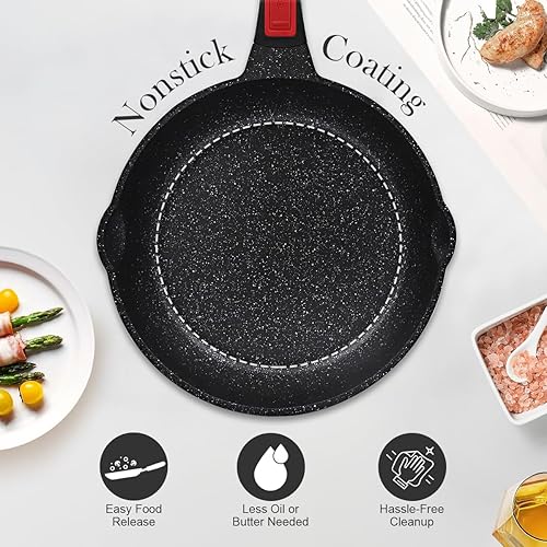 Miniatura 3 de Sartén antiadherente de 9.5 pulgadas, sartén con mango desmontable, sartén antiadherente compatible con todas las estufas, apta para horno (negro)