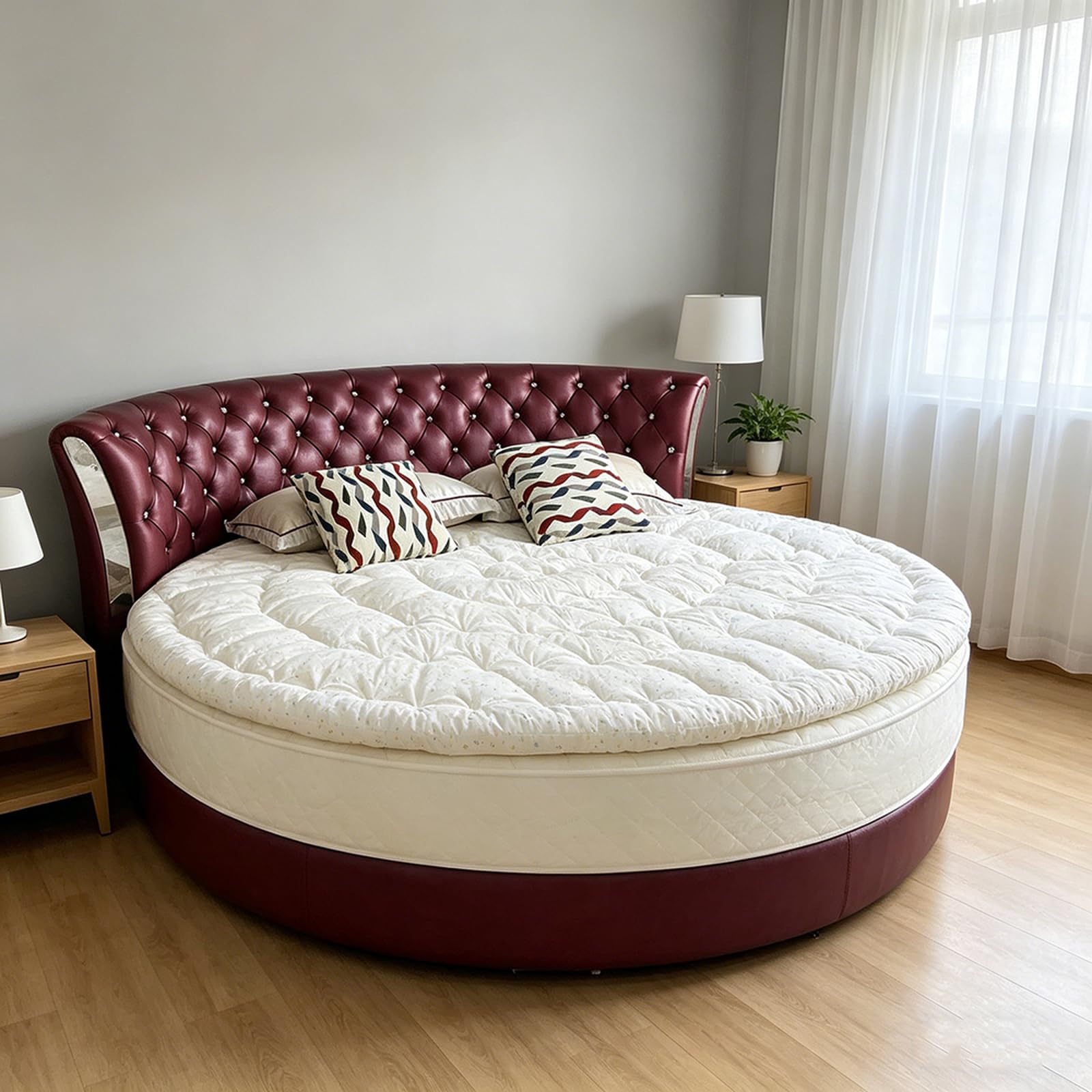 Surmatelas rond respirant en coton pour corriger un matelas trop ferme