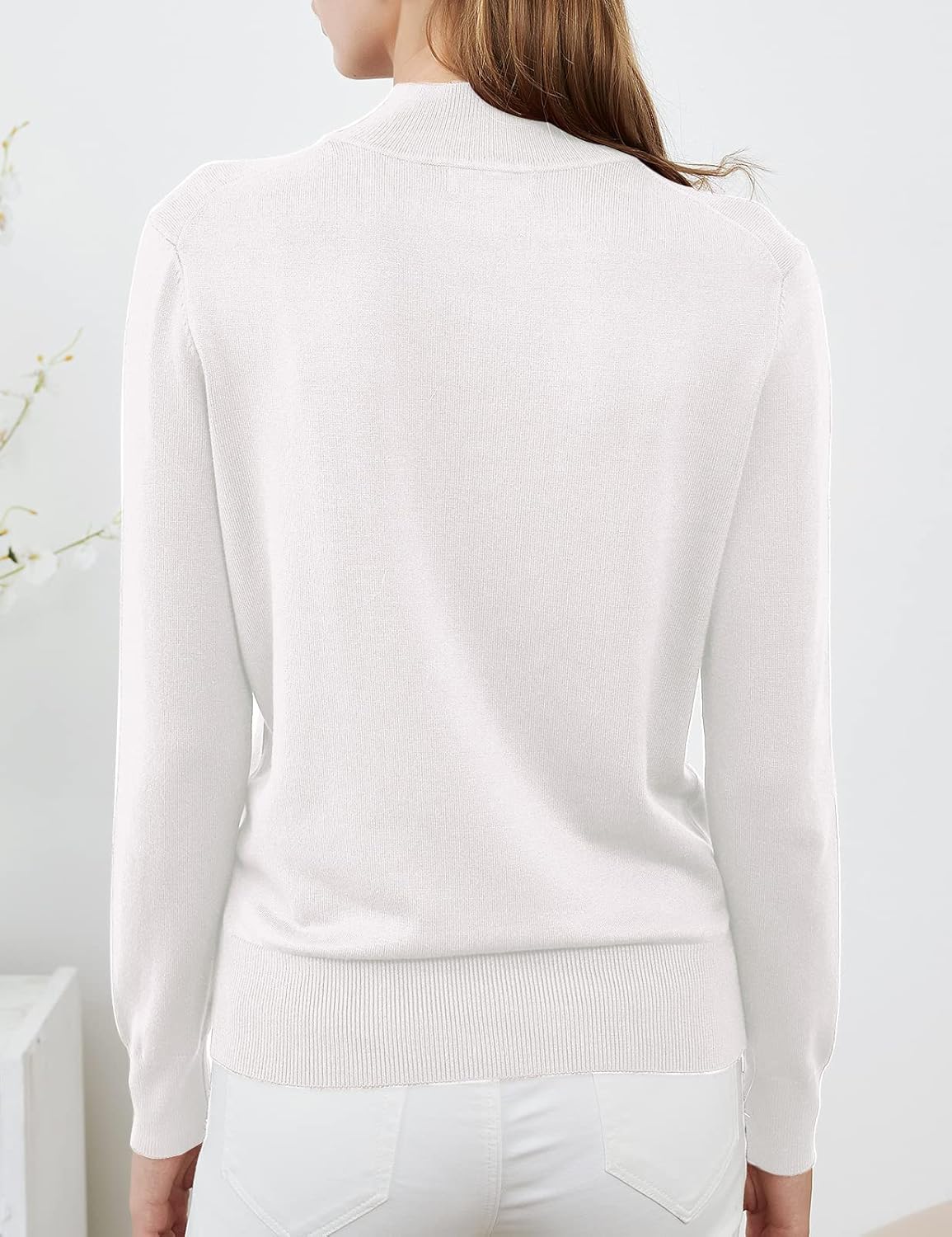 Womens Mockneck Sweater Lightweight Long Sleeve Sweater for Fall Winter Casual Pullover Knit Jumper Tops - Image 3