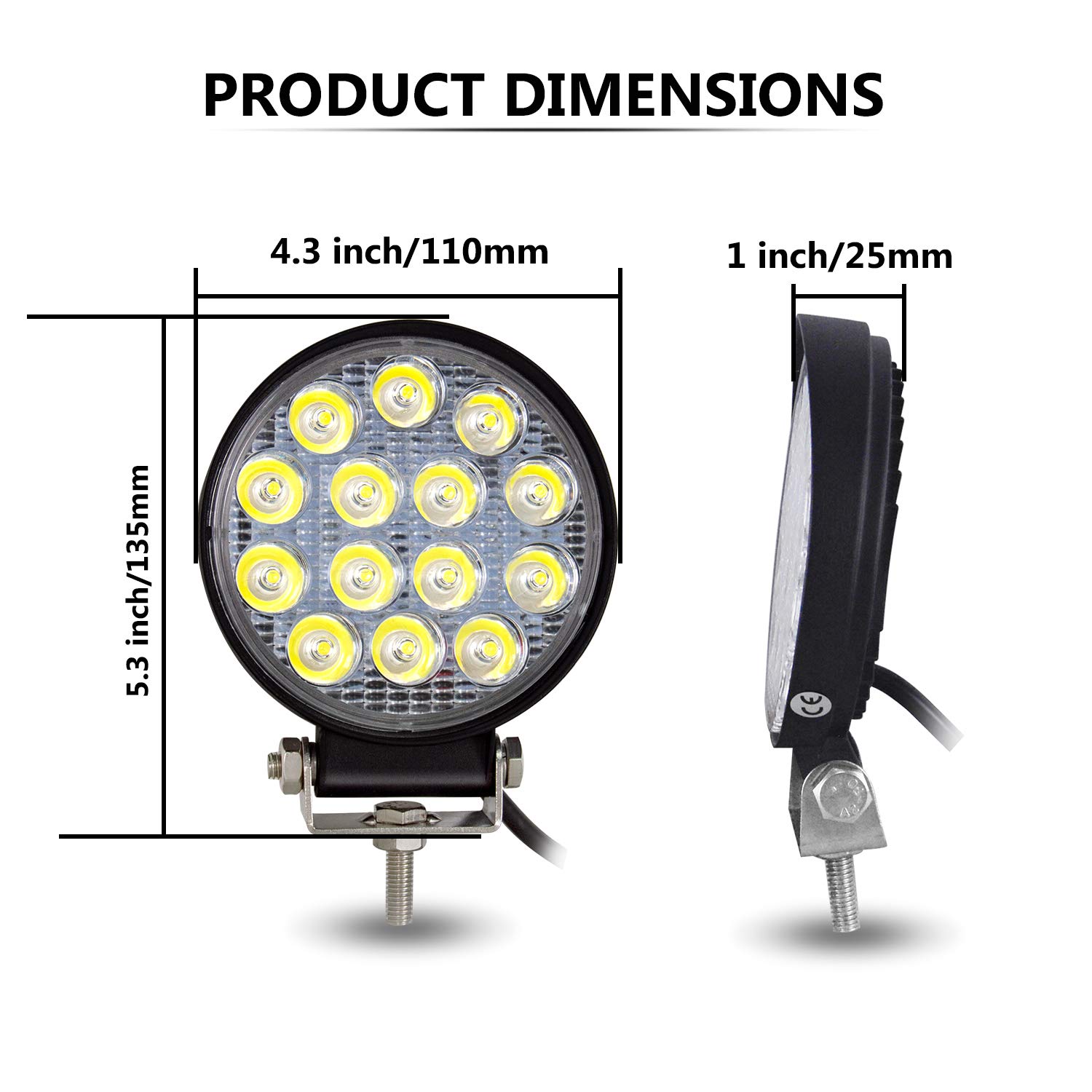 PICAA Faro Da Lavoro LED 4pcs Mini 3.2 Pollici 42W Spot Light Fari Led Auto Luci Off Road Per Fuoristrada Guida Fendinebbia Luci Della Barca Luci Di - Foto 11
