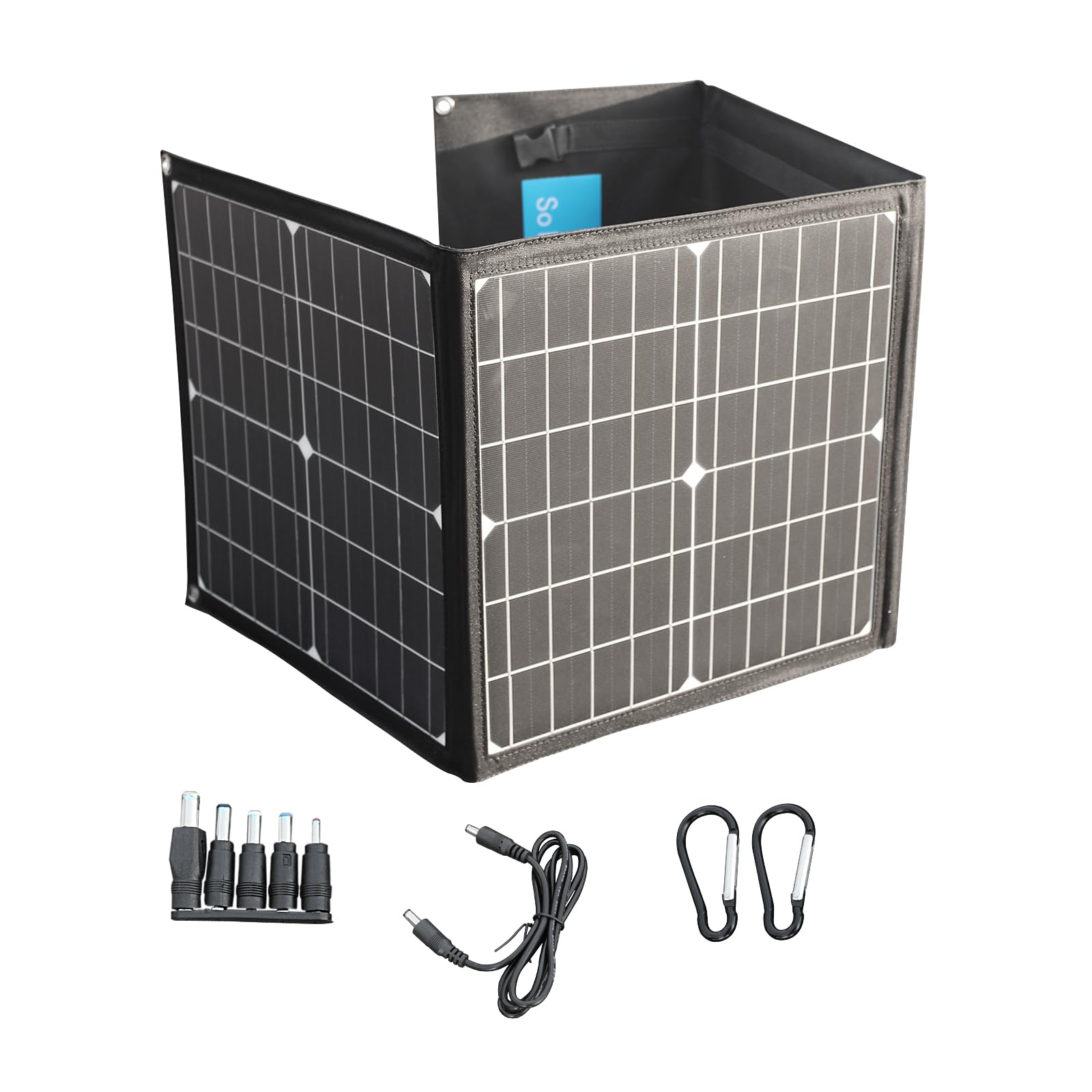 60W Caricatore Solare per esterni - Caricabatterie Solare Portatile con ricarica rapida Tre porte per il campeggio iPhone iPad Samsung Galaxy LG Cellulari e dispositivi