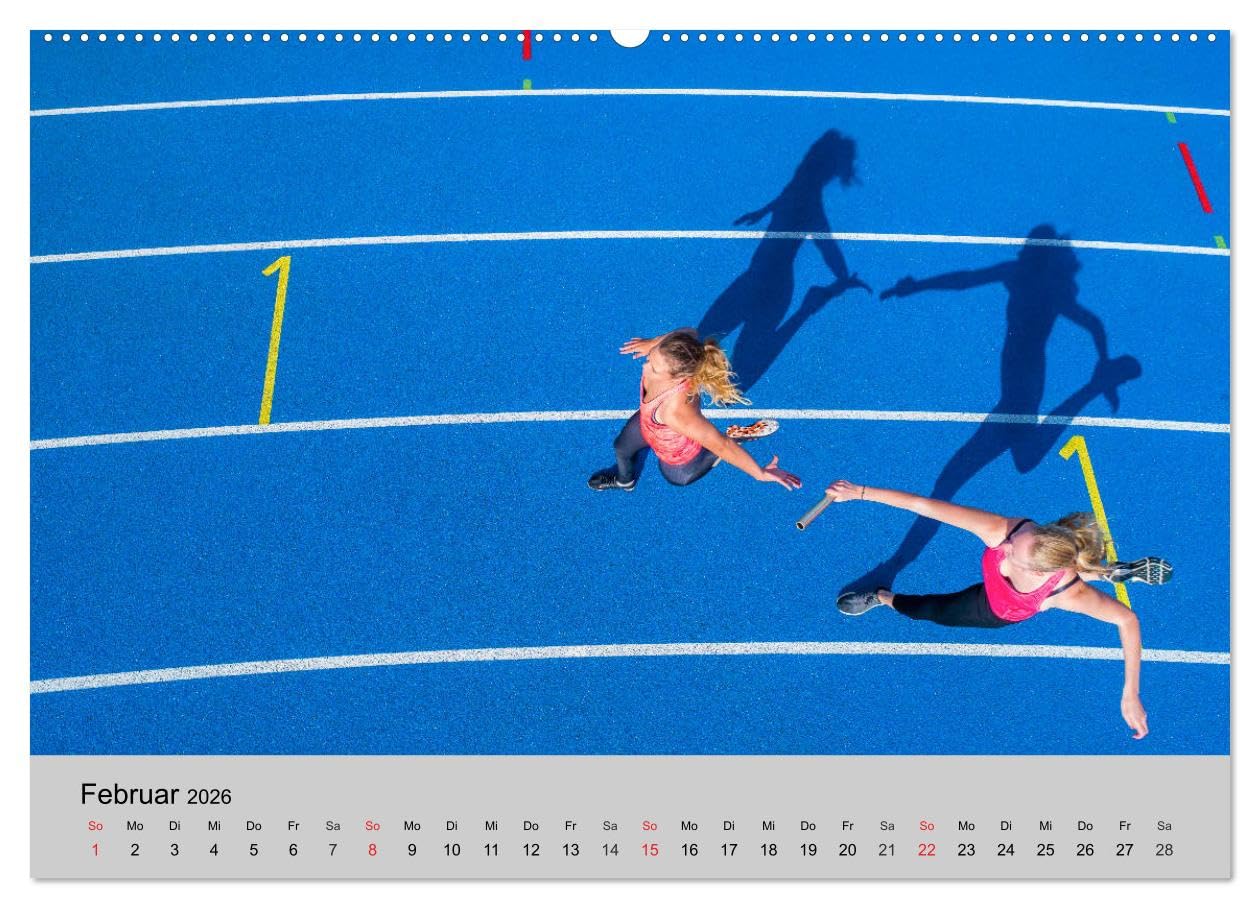 Momente des Sport (Wandkalender 2026 DIN A2 quer), CALVENDO Monatskalender: Sportler aus der Drohnen- und Bodenperspektive (CALVENDO Sport)