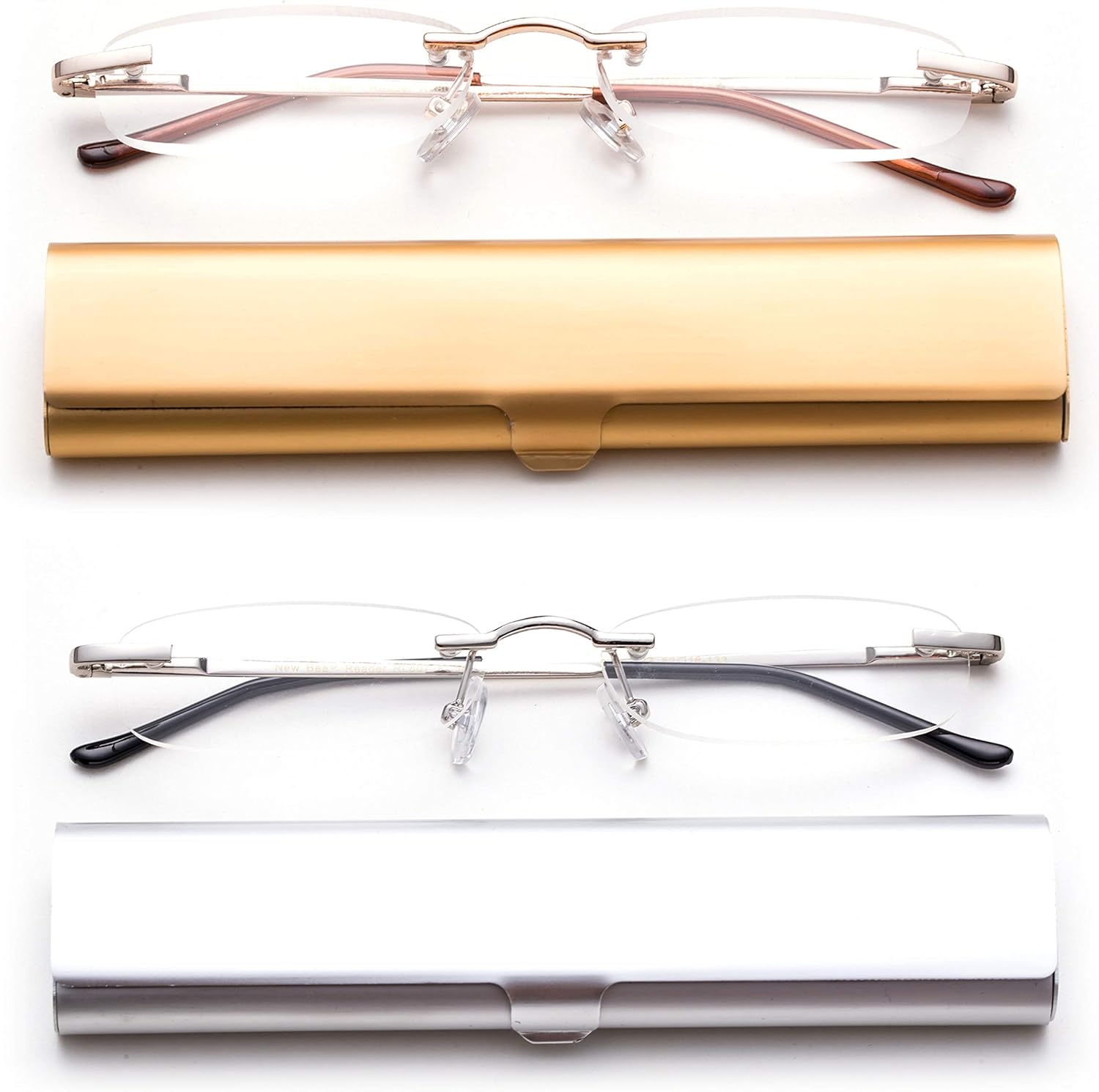 Ultra Slim Compact Unisex Light Weight Reading Glasses w/Portable Pocket Clip Aluminum Case