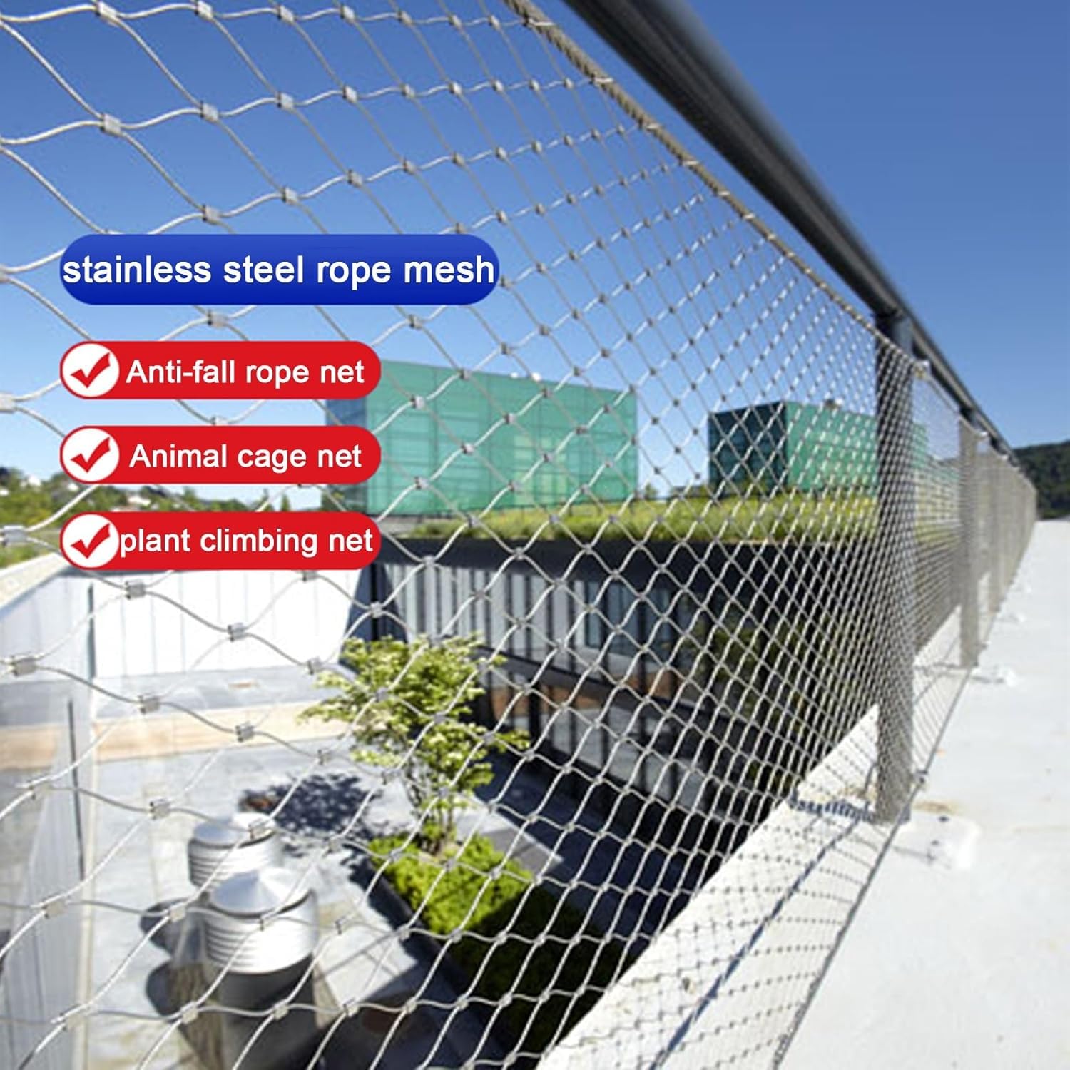 Malla de Cuerda de Acero Inoxidable Flexible for jaulas de zoológico, Vallas, Balcones, escaleras, Malla de protección de Cable de Acero (tamaño: 2,5 x 2 m)