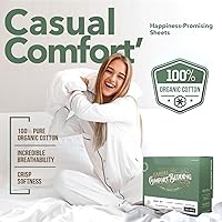 Vista 2 de TEXAS LINEN CO. Paquete de 2 juegos de sábanas de percal de algodón 100% orgánico, suaves, transpirables y refrescantes, con esquinas profundas