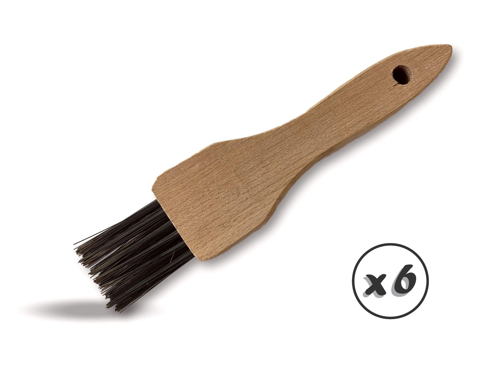 Kibros Lot 6 pinceaux brosses acier trempé dur 2 rangs manche bois