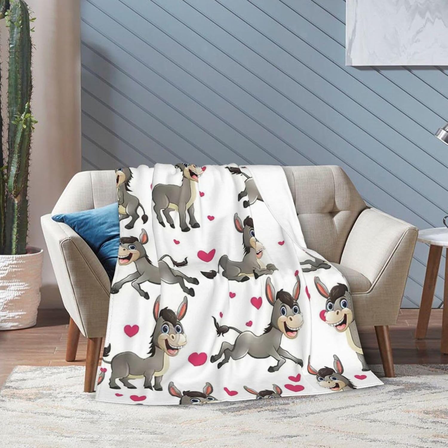 Donkey Blanket Donkey Throw Blanket Cute Animals Stuff Decor Merch Cozy Flannel Soft Warm Plush Lightweight Bedding Gifts for Girl Woman Sofa Bedding Couch 50"X40" - Image 7