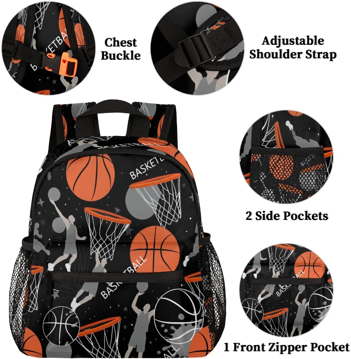 OSAM SPACE Basketball Player Backpack for Boy Cool Dunk Small Backpack 12 Inche for Kids,Toddler Back pack with Chest Strap