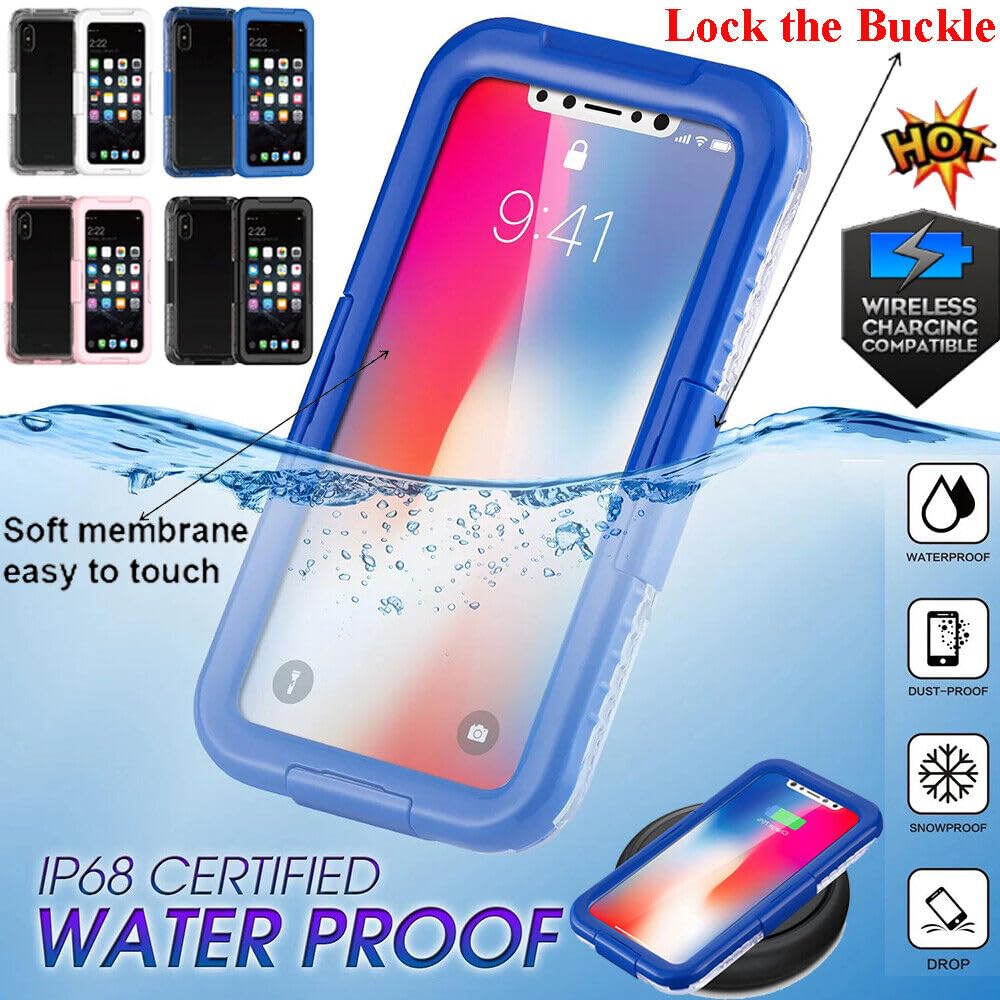 Custodia rigida in silicone per Oppo Reno 2F (Colore: Blu), impermeabile, antiurto, con retro rigido